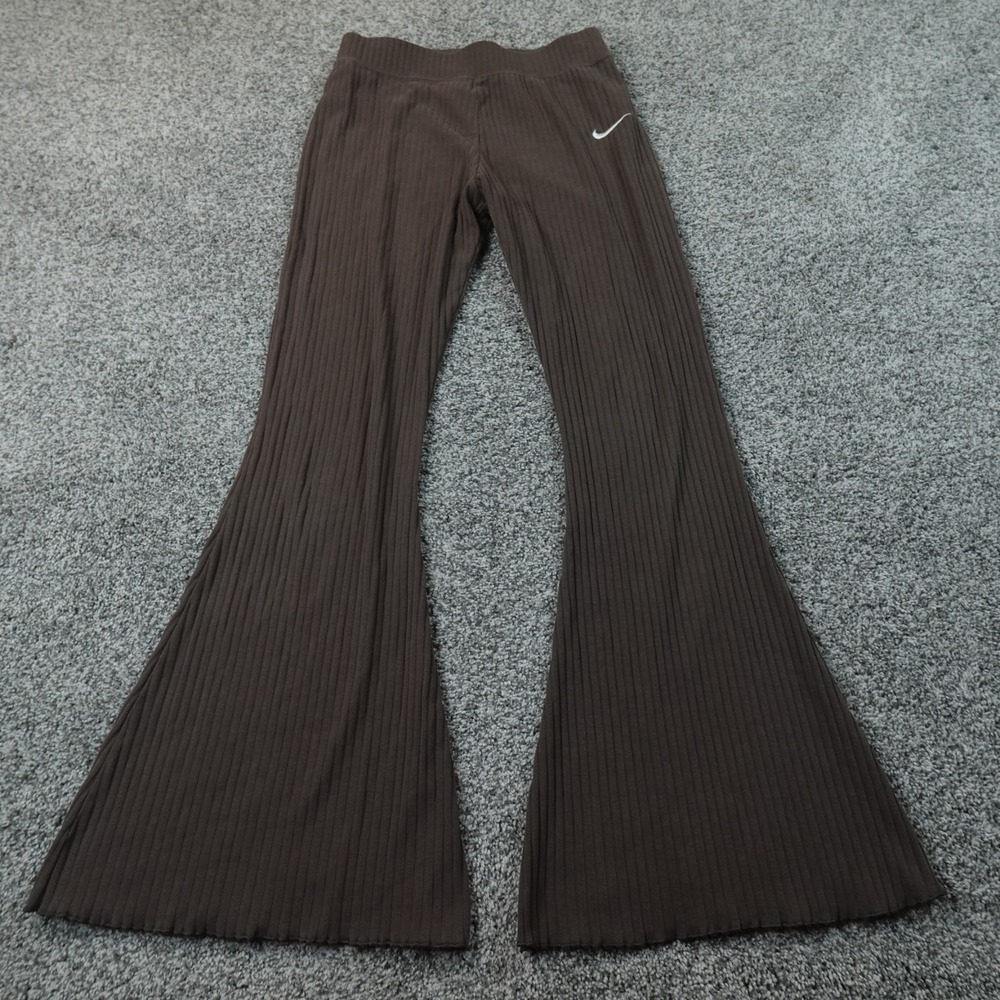 Nike Pants Womens M Brown High Rise Pull On Flare Bell Bottom Boho 70s Stretch